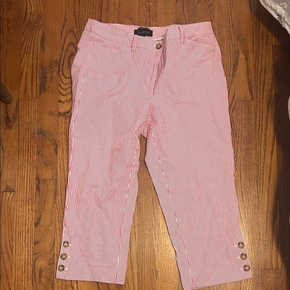 Talbots Pink and White Striped Skimmer Pants size 8  A - Picture 1 of 10